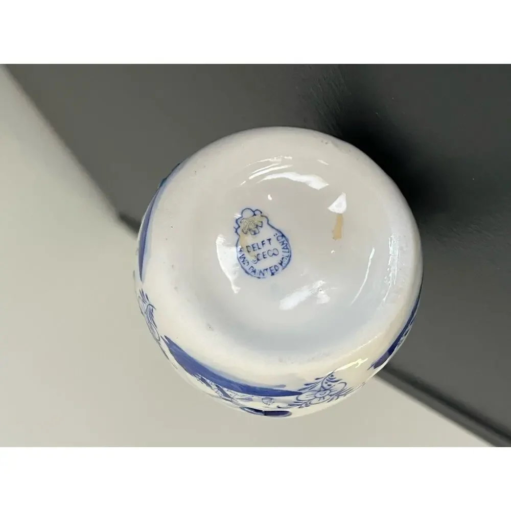 2 Delft Blue Tea Light Holder Candle Ceramic Vintage Hearts Hand painted Holland